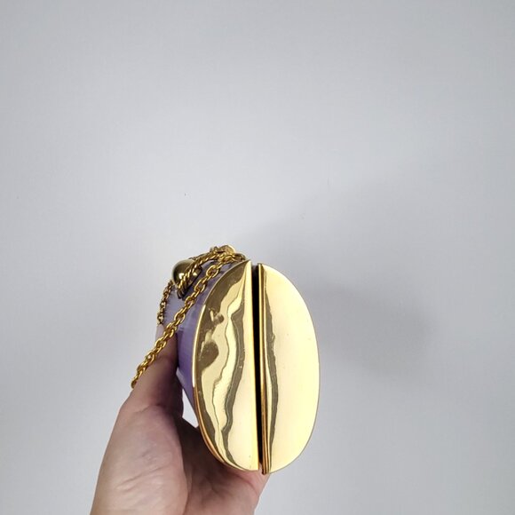 Vintage Purple Cylinder Evening Bag with Gold Chain & Twist-Lock Clasp – Unique - Picture 5 of 7